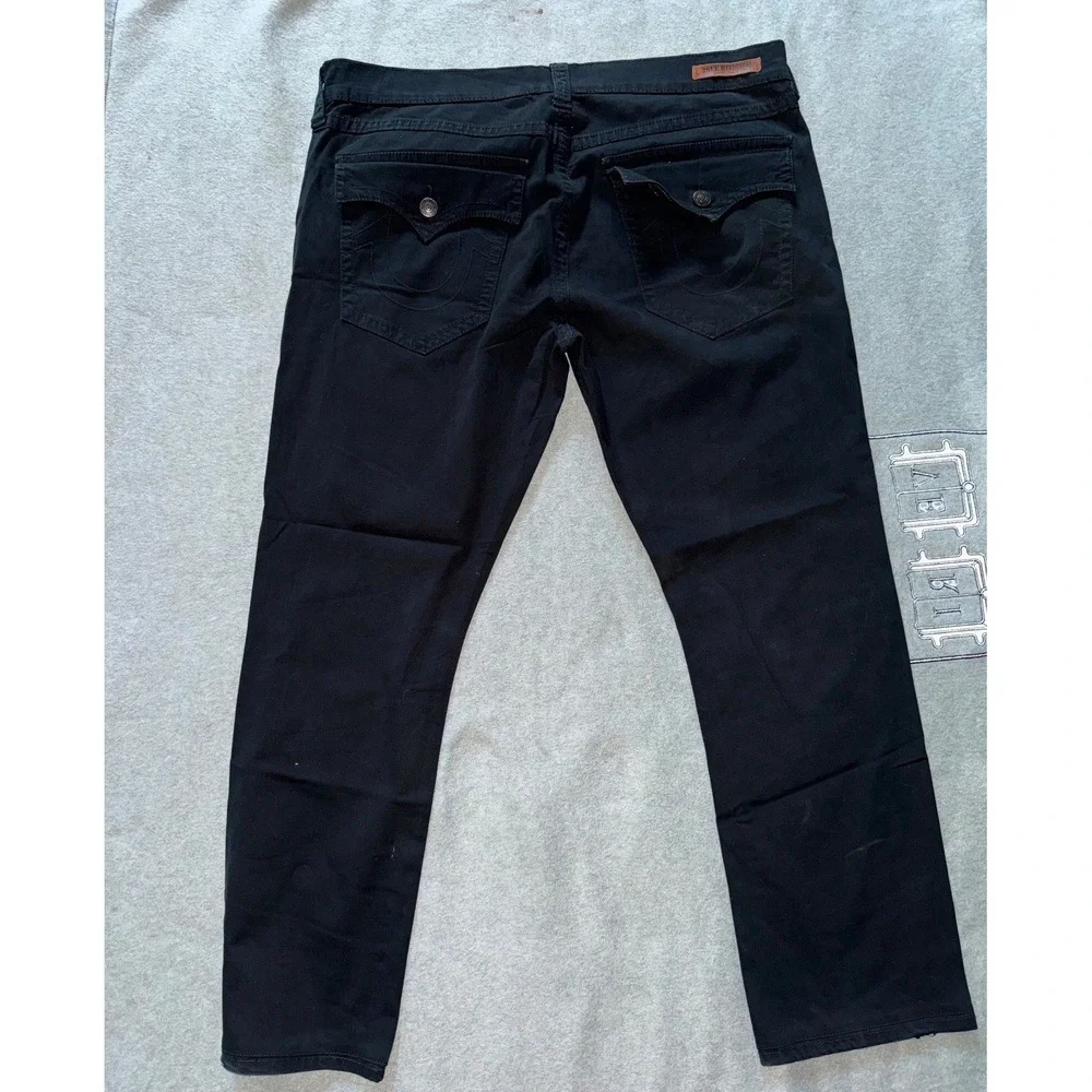 True Religion Jeans Men's Black Denim Straight Leg Stretch Sz 40